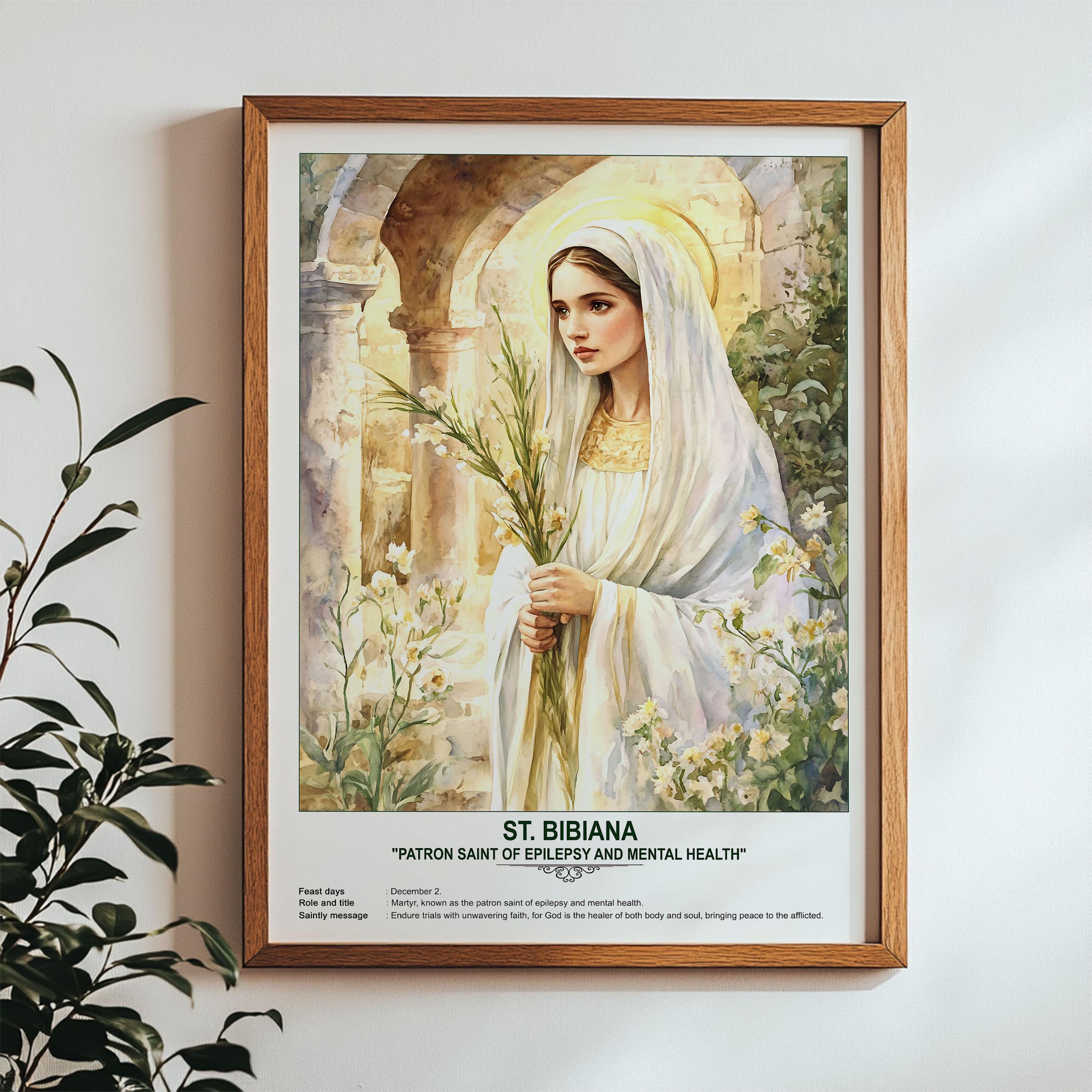 St. Bibiana, Sacred Art, Religious Wall Art for Families, Patron Saint, Housewarming Gift.