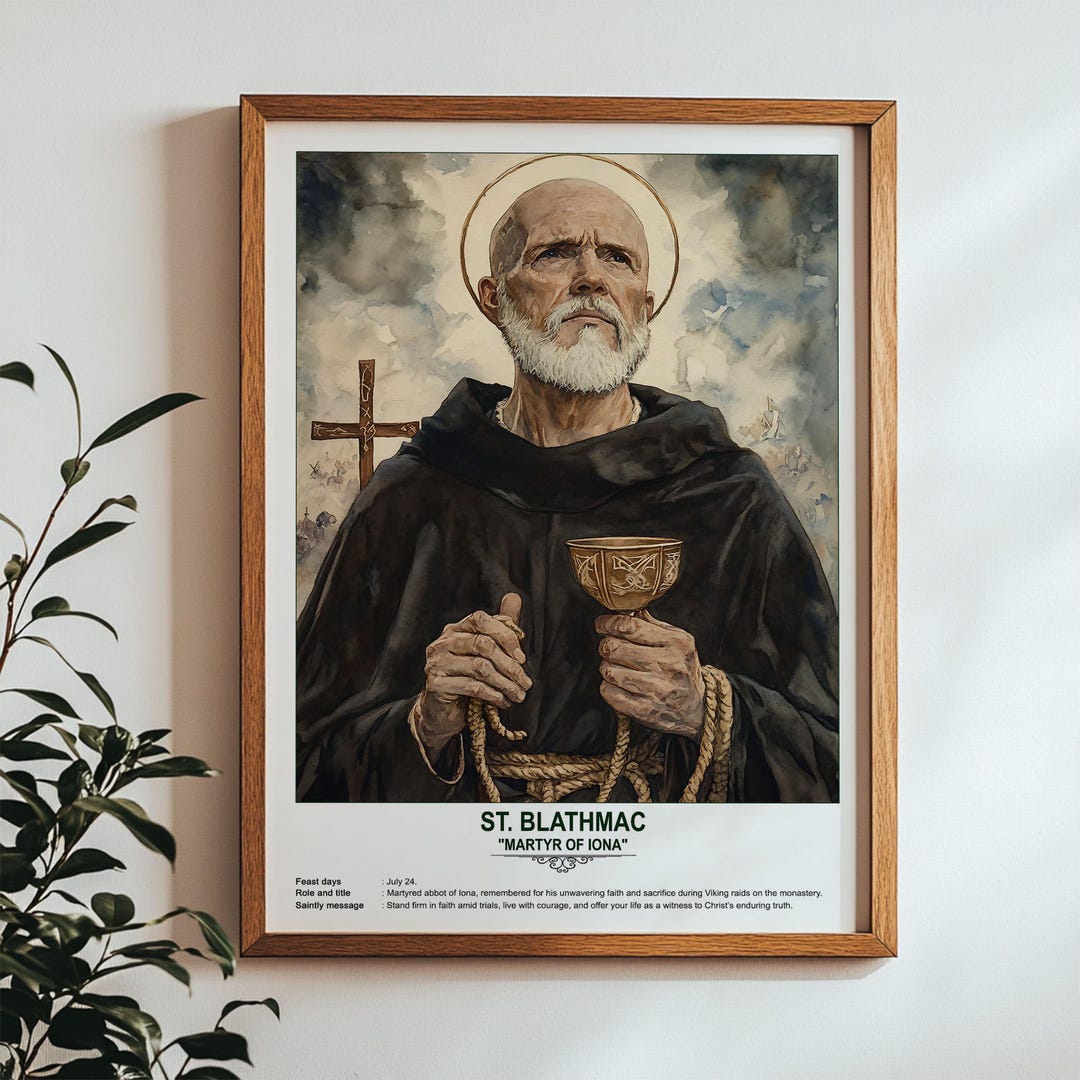 St. Blathmac, Sacred Art, Religious Wall Art for Families, Patron Saint ...