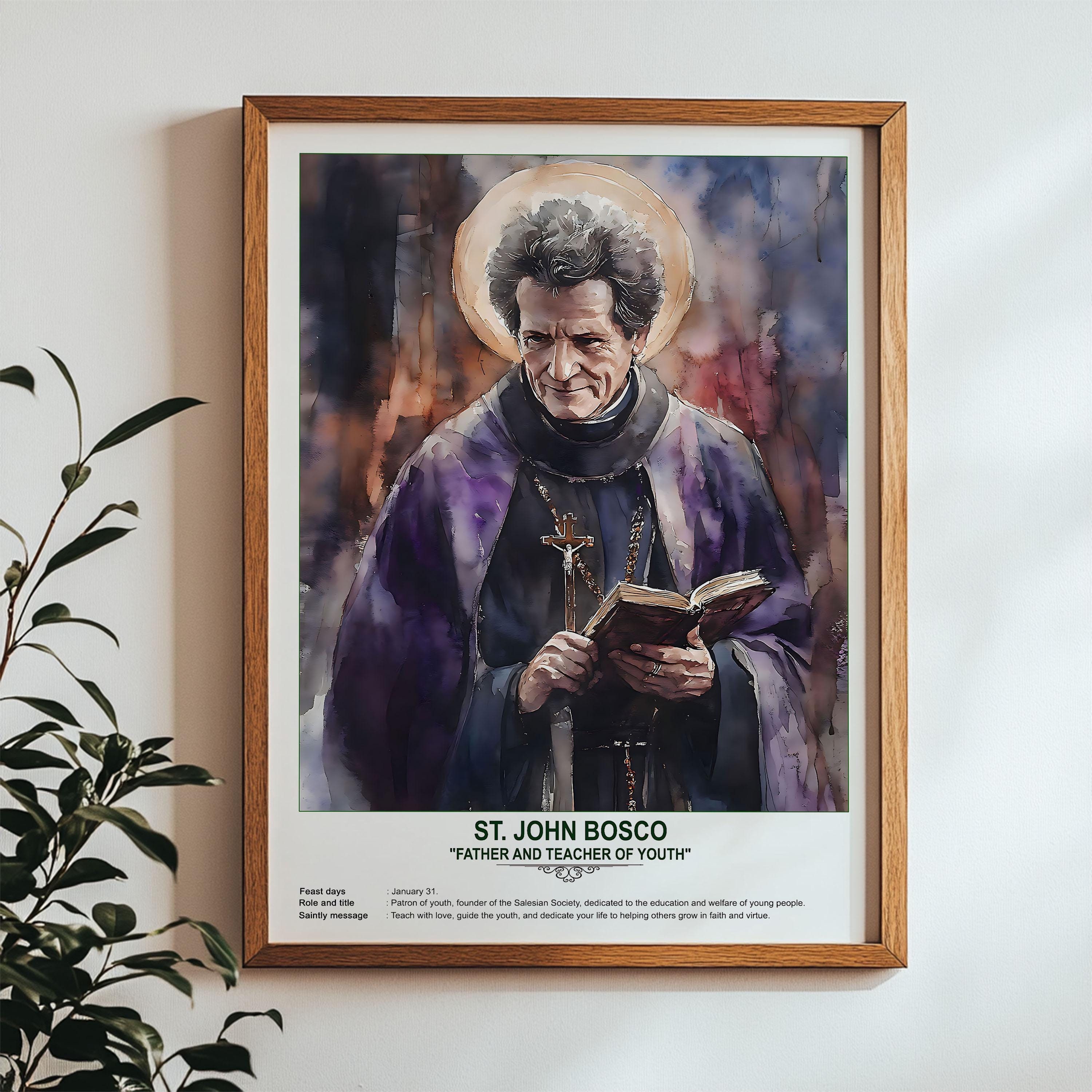 St. John Bosco, Sacred Art, Religious Wall Art for Families, Patron Saint, Housewarming Gift.