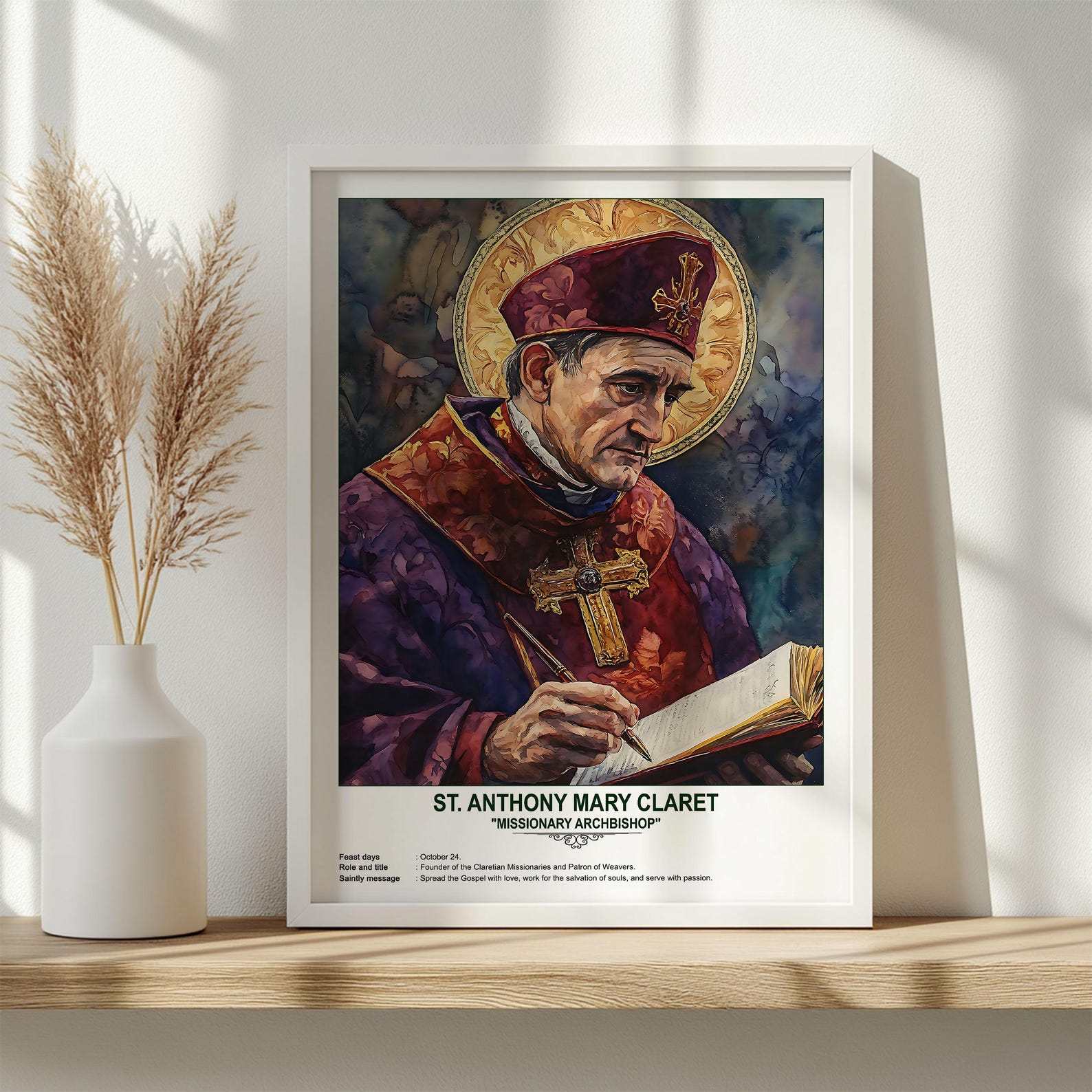 St. Anthony Mary Claret, Sacred Art, Religious Wall Art for Families ...