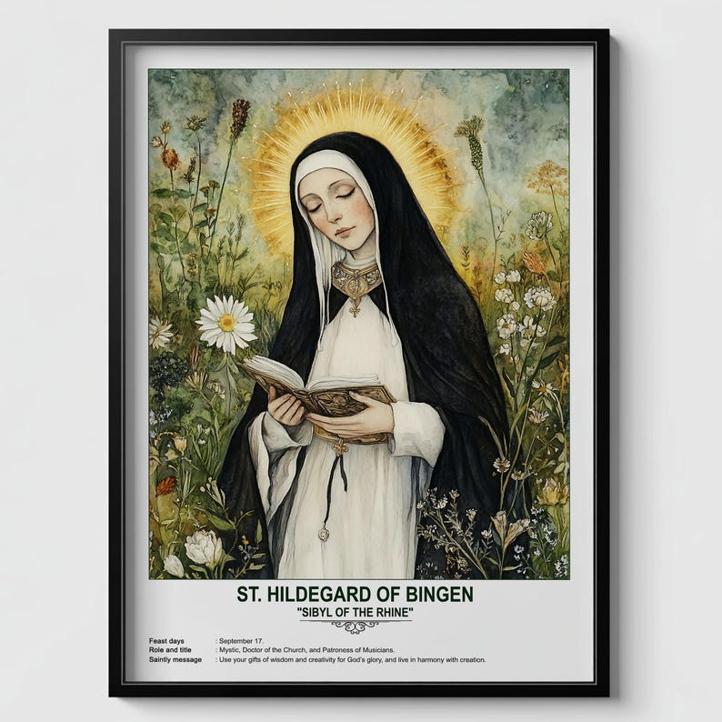 St. Hildegard of Bingen, Sacred Art, Religious Wall Art for Families ...