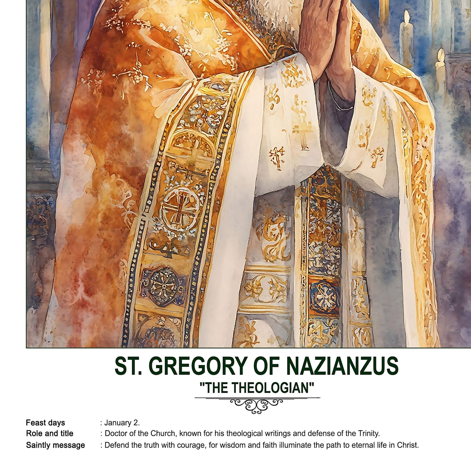 St. Gregory of Nazianzus, Sacred Art, Religious Wall Art for Families ...