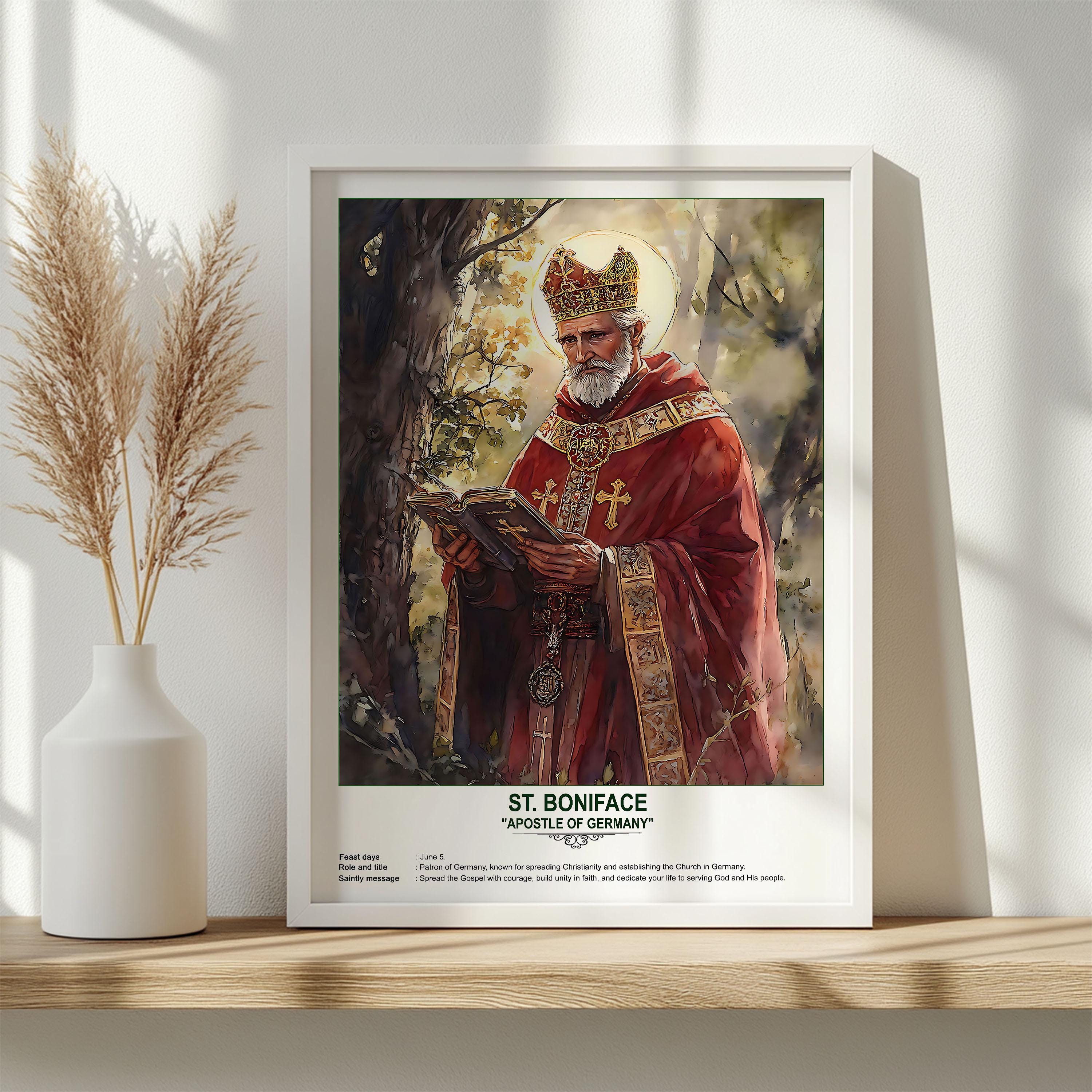St. Boniface, Sacred Art, Religious Wall Art for Families, Patron Saint ...