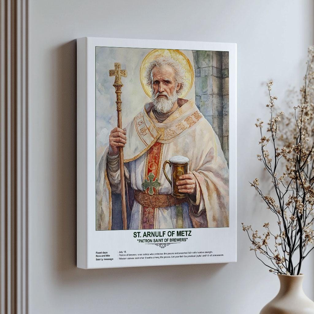 St. Arnulf of Metz, Sacred Art, Religious Wall Art for Families, Patron ...