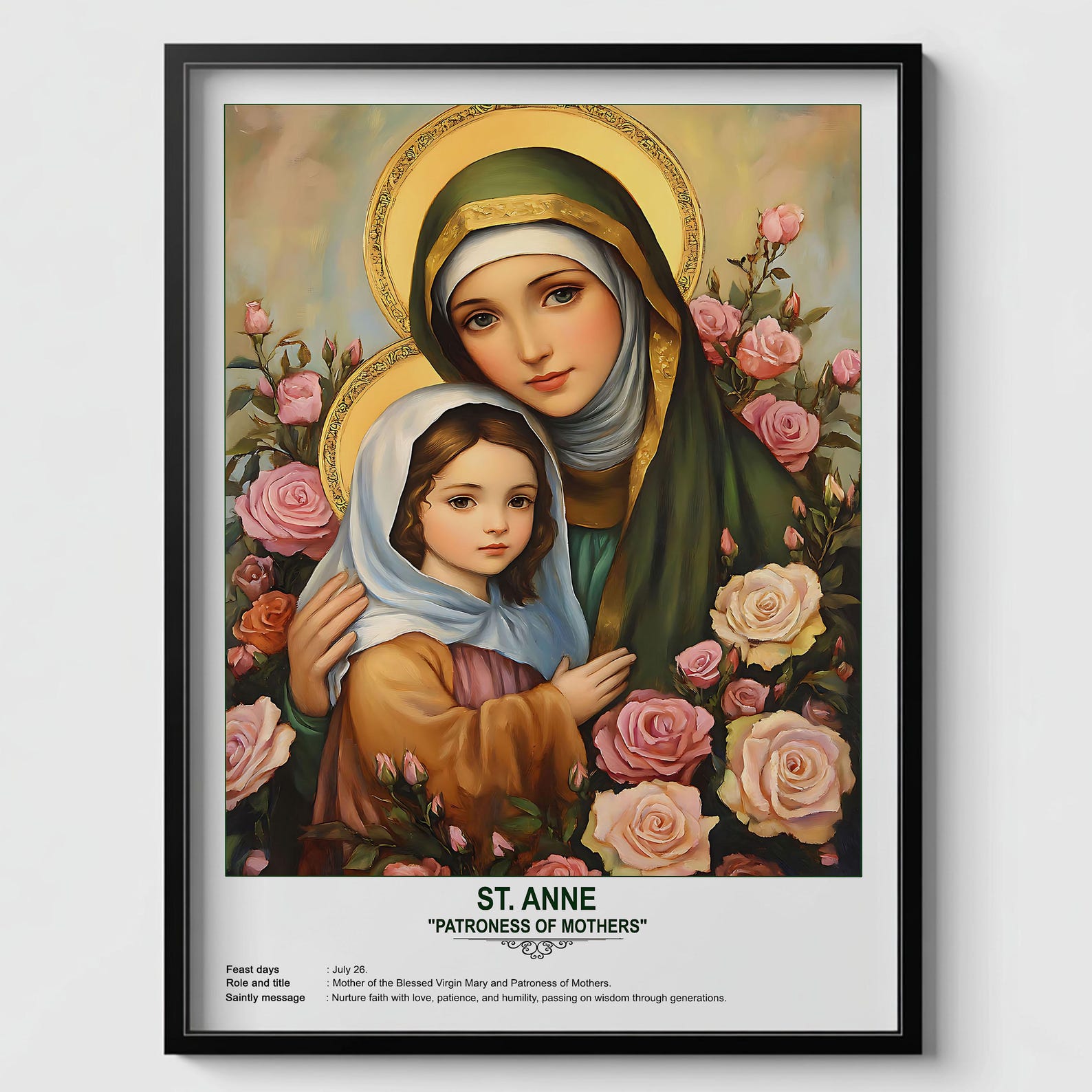 St. Anne, Sacred Art, Religious Wall Art for Families, Patron Saint ...