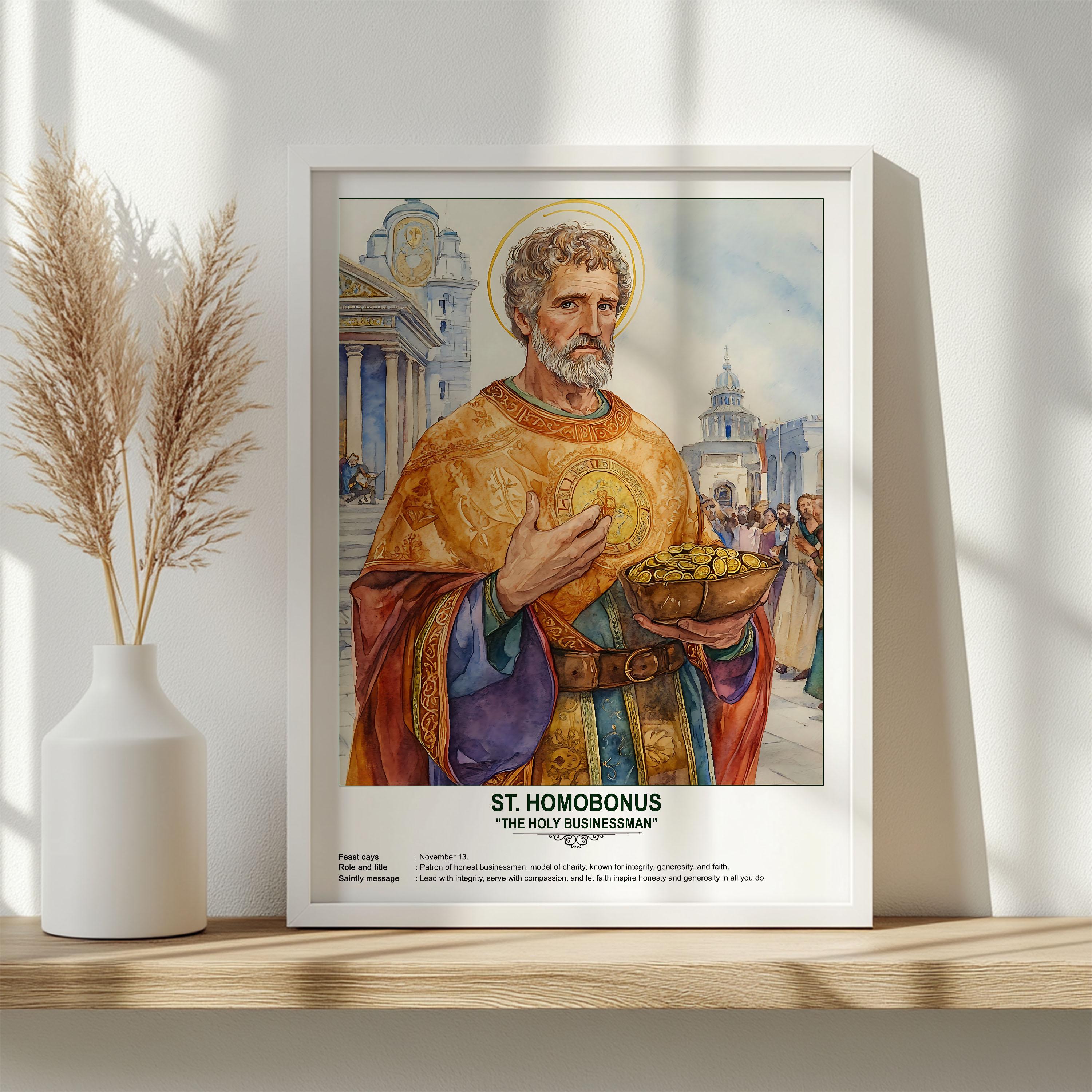 St. Homobonus, Sacred Art, Religious Wall Art for Families, Patron ...
