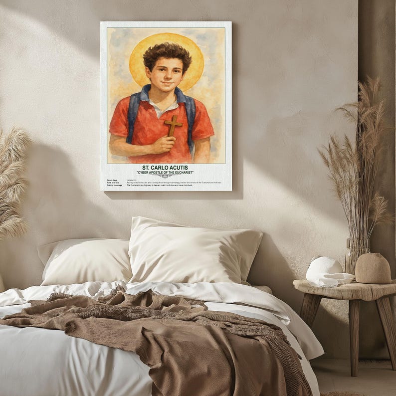 St. Carlo Acutis, Sacred Art, Religious Wall Art for Families, Patron ...