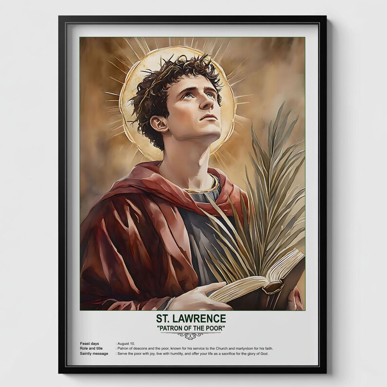 St. Lawrence, Sacred Art, Religious Wall Art for Families, Patron Saint ...