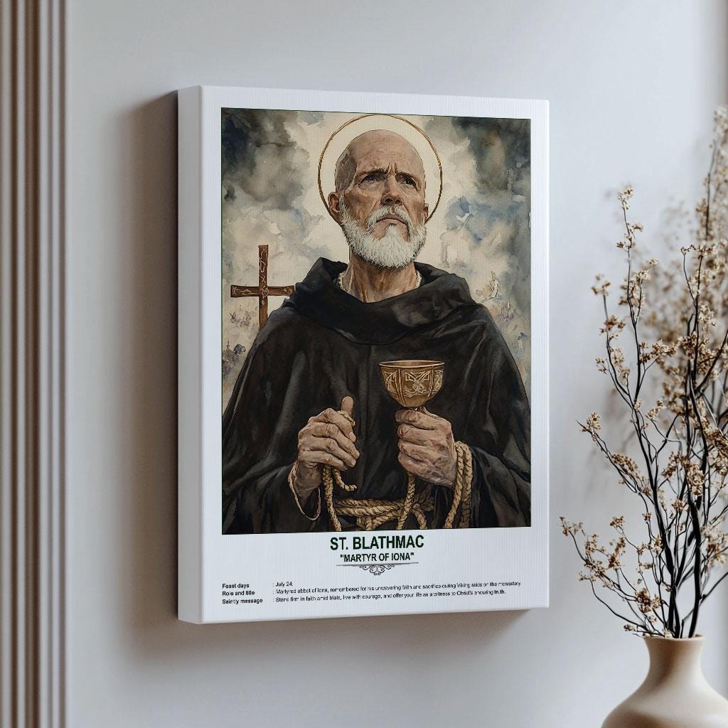 St. Blathmac, Sacred Art, Religious Wall Art for Families, Patron Saint ...