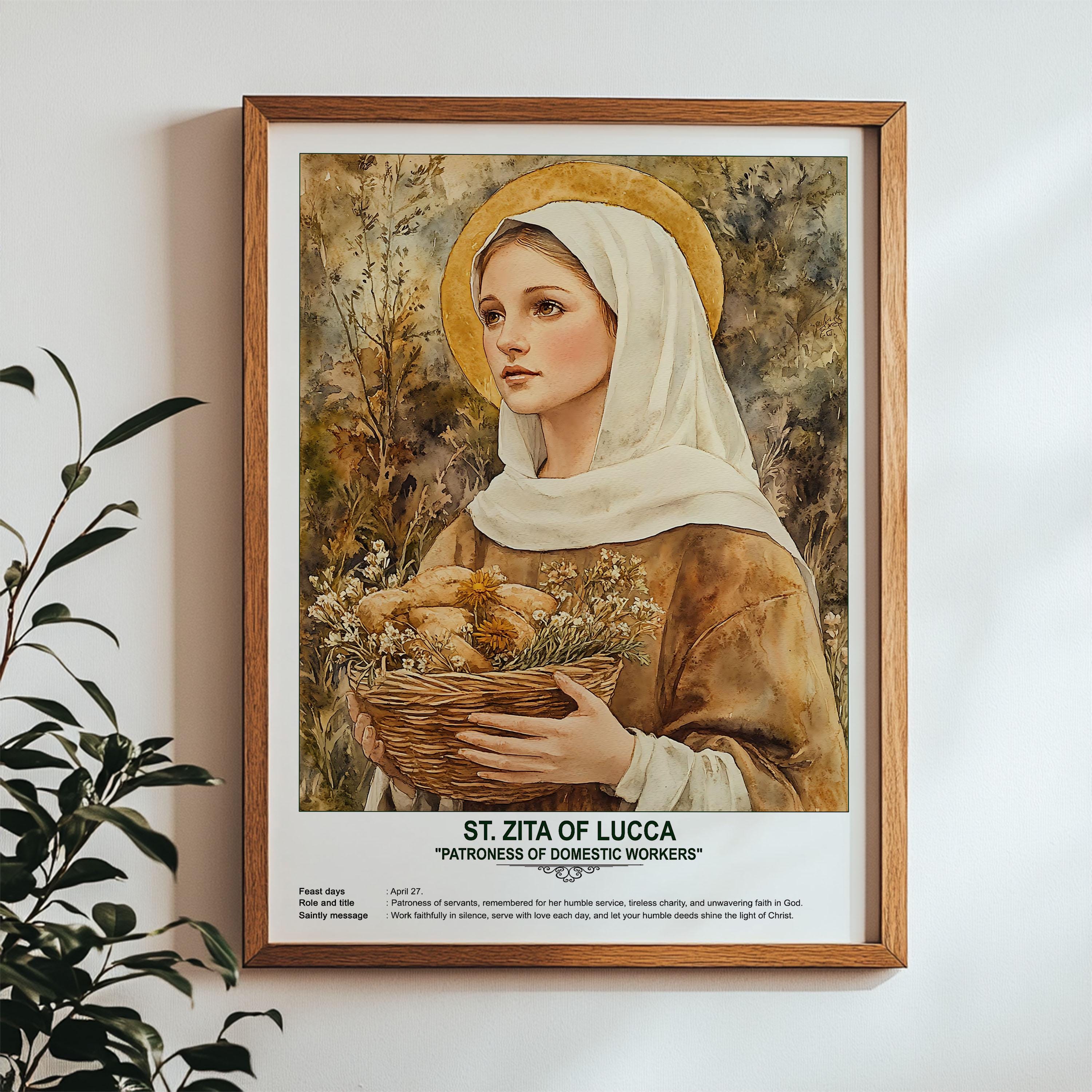 St. Zita of Lucca, Sacred Art, Religious Wall Art for Families