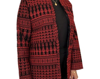 Palestinian Tatreez Embroidered Jacket Blazer (Red/Black)