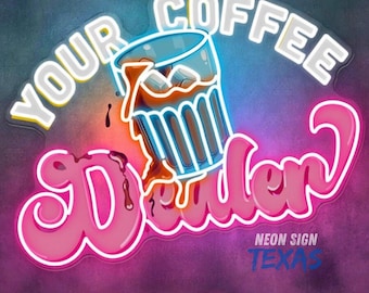 Your Coffee Custom Name Neon Sign, Coffee Bar Sign, Custom Neon Sign, Coffee Shop Wall Decor, Led Night Light Personalized Gifts for Opening