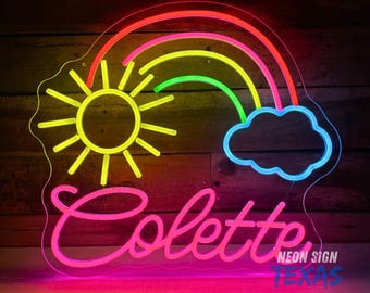 Custom Name Rainbow Neon Sign, Rainbow Neon Led, Custom Neon Sign, Kids Bedroom Decor, Rainbow Lover Gift, Rainbow Led Sign, Kid Room Decor