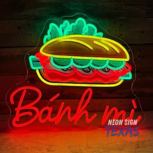 Vietnamese Banh Mi Neon Sign Banh Mi Neon Light Asian Restaurant Wall Decor Vietnamese Food Light Banh Mi Wall Art Vietnamese Bread Led Sign