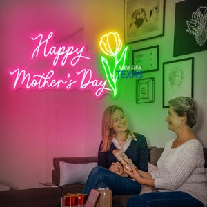 Happy Mother&#39;s Day Neon Sign Custom Mother&#39;s Day Gift LED Light Sign Personalized Gift For Mom Neon Bar Sign Home Decor Holiday Neon Light