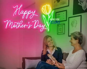 Happy Mother's Day Neon Sign Custom Mother's Day Gift LED Light Sign Personalized Gift For Mom Neon Bar Sign Home Decor Holiday Neon Light