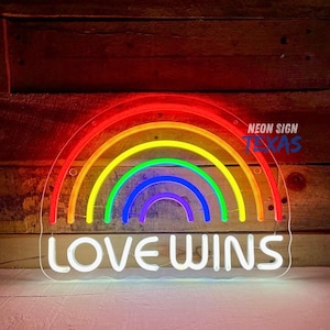 Miłość wygrywa neonowy znak tęczowy LED Neon Pride Month Decor Art LGBTQ Light Sign Neon Party Sign Niestandardowy neonowy znak LGBT Couple Gift