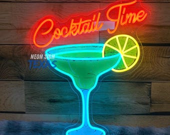 Cocktail Time Neonschild, Cocktail Neonschild, Bar Neonschild, Party LED-Schild, Cocktail-Dekorwand, Benutzerdefiniertes Neonschild, Alkohol LED-Neonschild