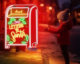Letters To Santa Neon Sign Mailbox Neon Sign Letter To Santa LED Neon Christmas Decor Santa Letters Wall Art Letterbox Neon Light