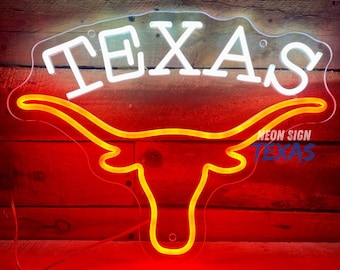 Texas Longhorn Neon Sign Longhorns Cow Neon Sign Custom Neon Sign Amimal Neon Sign Longhorns Wall Decor Texas western led light Texas Gifts