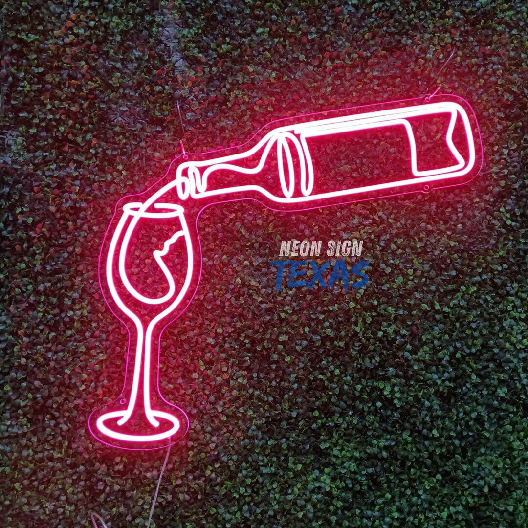 Wine Glass LED Neon Sign, Wine Neon Sign, Wine Glass Led Light ...