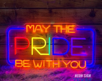 May The Pride Be With You LED Neon Sign, Rainbow Pride Wall Decor, LGBTQ Celebration Light, Colorful Room Decor, Party Backdrop Neon Sign