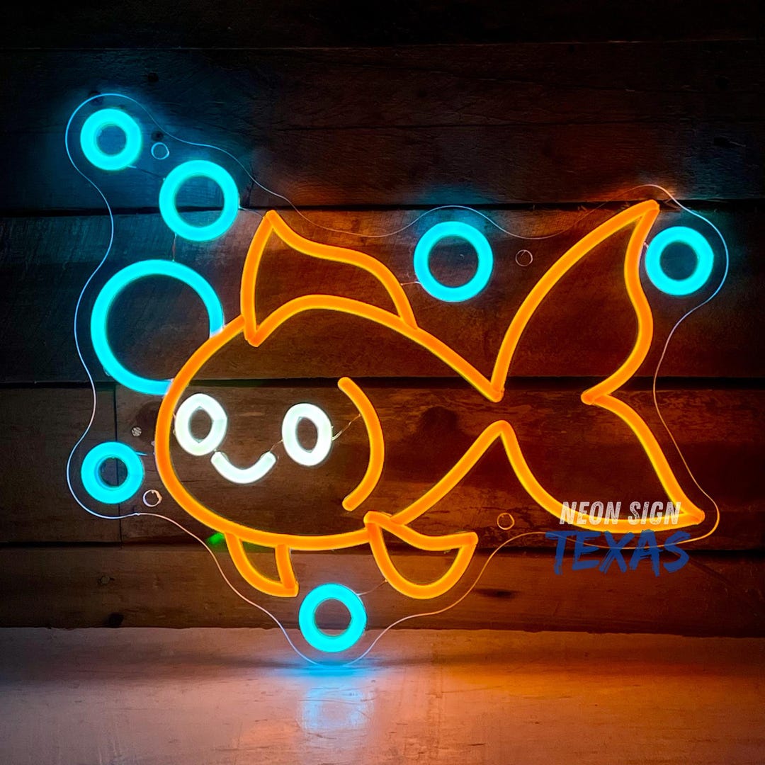 Goldfish Neon Sign, Cute Goldfish Led Sign, Aquarium Decor Neon Sign ...