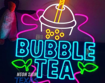 Bubble Tea Neon Sign, Milk Tea Led Sign, Birthday Gifts, Neon Sign Boba Tea, Neon Sign Bubble Tea, Neon Lights For Bedroom, Neon Wall Art