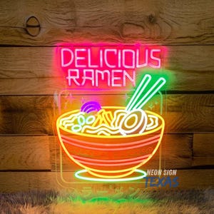 Köstliche Ramen-Neon-Schild, japanisches Ramen-Zeichen, benutzerdefinierte Ramen-LED-Schild, Ramen-LED-Neon-Schild, Ramen-Schüssel-Neon-Schild, japanisches Essen-Zeichen