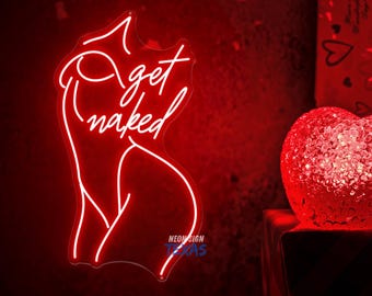 Get Naked Neon Leuchtreklame Badezimmer Wand-Dekor-Kunst Benutzerdefinierte Leuchtreklame Get Naked LED Neon Waschküche Decor Lustiges Neonlicht Wohnkultur-Zeichen