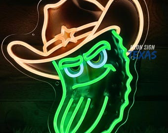 Cowboy Cucumber Led Sign, Pickle Led Sign, Pickle Led Neon Light, Cowboy Led Light, Cowboy Room Wall Decor, Neon Led Sign, Personalized Gift