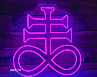 The Cross of Leviathan Neon Sign Satanic Cross Sign Leviathan Cross Led Sign Gothic Wall Art Gothic Home Led Sign Santa Sign Cross Decor