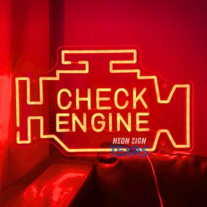 Fathers day gift Check Engine LED Neon Sign,Car Check Engine Light Sign,Auto Shop Signage,Gifts for car guys,Garage Neon Sign,Man Cave Decor