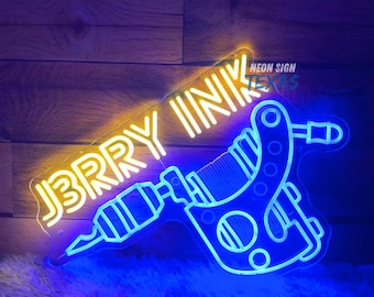 Custom Tattoo Studio Logo Name Sign Tattoo Machine Neon Sign Tattoo Wall Art Tattoo Shop Decor Tattoo Room Light Sign Tattoo Lovers Gift