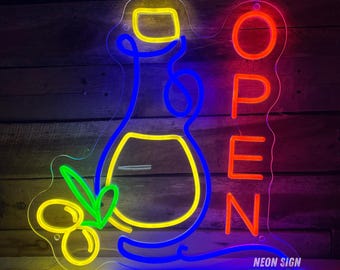 Olive Oil Neon Sign, Olive Store Decor, Olive Oil Light, Welcome Sign, Olive Oil Decor, Olive Store Sign, Custom Neon Sign, Open Neon Sign