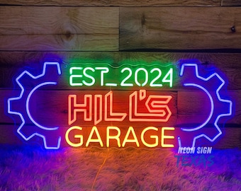 Custom Name Garage Neon Sign, Garage Decor Wall, Garage LED Sign, Garage Name Sign, Personalized Garage For Men, Father Gift Custom Led Sign