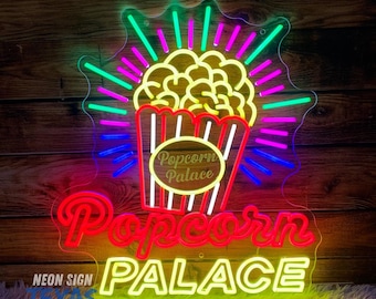 Popcorn Palace LED Neon Sign, Movie Theater Wall Decor, Cinema Room Light, Snack Bar Neon Sign, Theater Party Decor, Entertainment Room Art