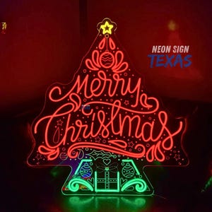 Merry Christmas Neon Sign Christmas Decor Christmas Tree Neon Sign Christmas Neon Light Pine Tree Wall Art Christmas Gifts Personalized Sign