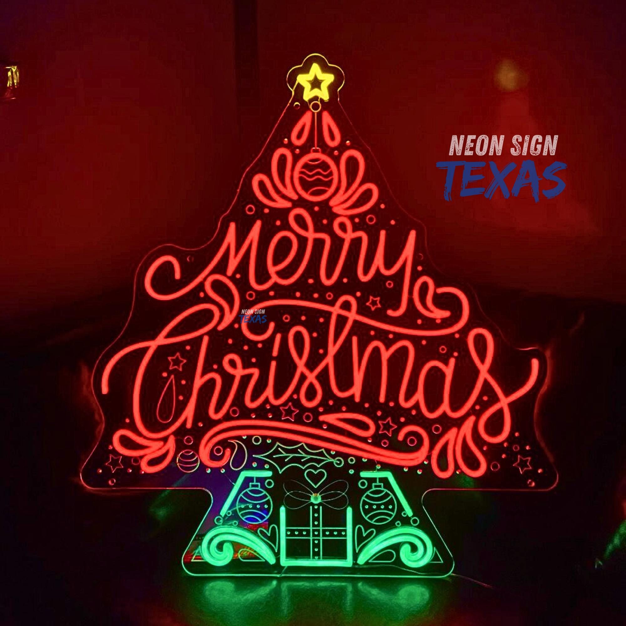 Merry Christmas Neon Sign Christmas Decor Christmas Tree Neon Sign Christmas Neon Light Pine Tree Wall Art Christmas Gifts Personalized Sign