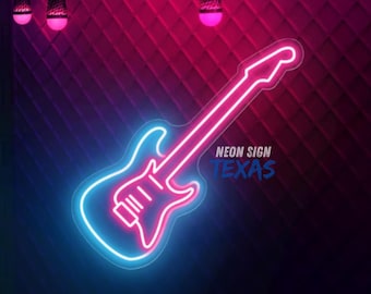 Guitar Neon Sign, Guitar Decor Wall Music Room Decor Bar Neon sign Music Studio Decor Guitar Player Gift Custom Neon Sign Music Neon Sign