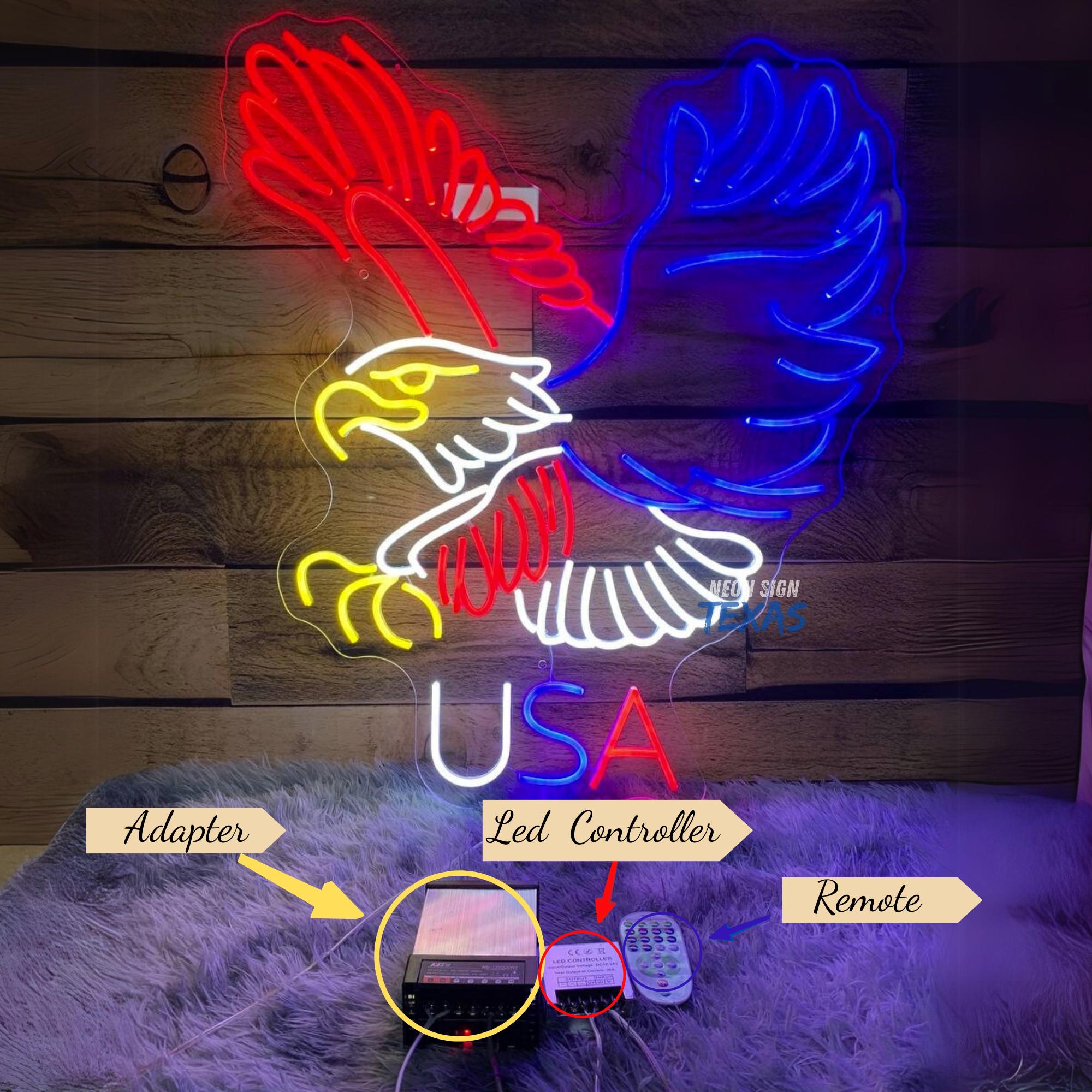 Lee KANSAS USA ライトアップ サイン 看板 USA Eagle Neon Sign 4th July Neon Light 1776 USA Neon Proud
