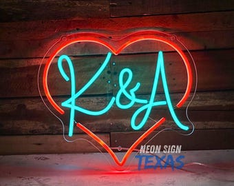 Benutzerdefinierte Name Liebe Leuchtreklame, Herz LED Neon Schild, Valentine Led Schild, Benutzerdefinierte Led Schild, Valentinstag Geschenk, Schlafzimmer Wanddekor, Herz Wandschild