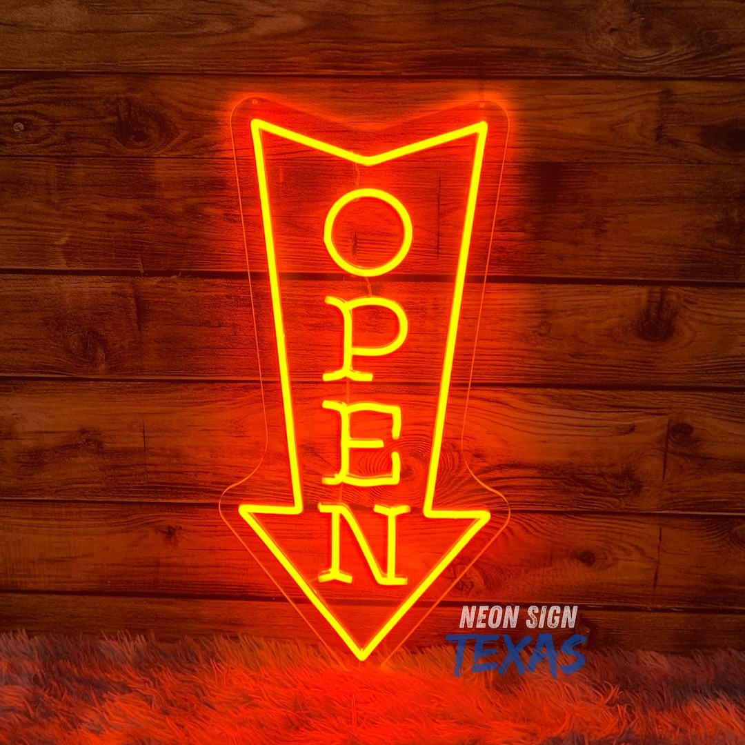 Open Arrow LED Neon Sign, Storefront Business Light, Shop Decor, Bar ...