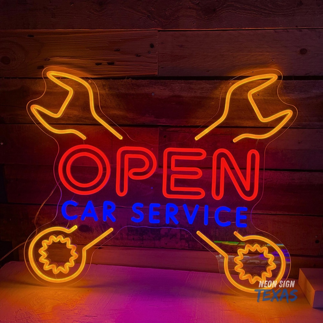 Car Service Neon Sign Personalized Garage Neon Light Garage Wall Decor ...