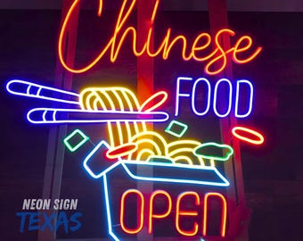 中華料理テイクアウトボックス LED ネオンサイン | 中華料理の壁飾り
