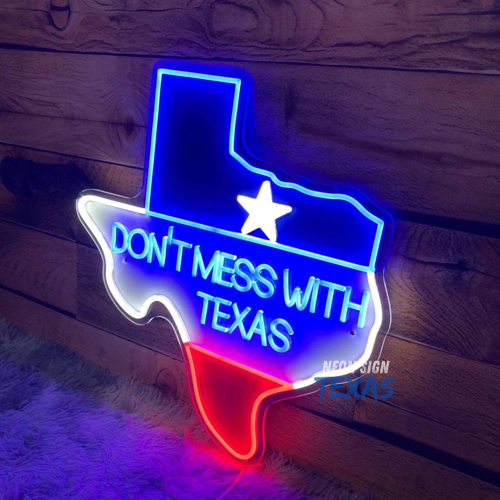 Texas Sign Don't Mess With Texas Neon Sign Custom Texas LED Light UV Printing ...