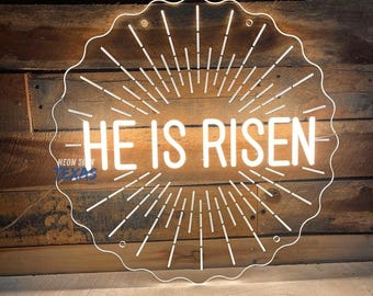 He Is Risen Neon Sign Cross Neon Sign Happy Easter Wall Decor Christian Cross Neon Light Religious Faith Neon Sign Jesus Neon Sign