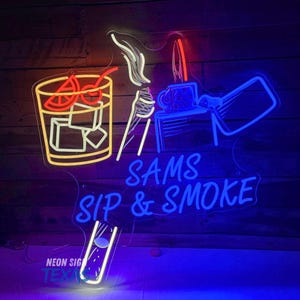 Insegna al neon per sigarette con nome personalizzato Insegna al neon per negozi di fumo Insegna al neon per negozi di fumo Decorazione per negozi di fumo Insegna al neon personalizzata Decorazione per bar per sigari Insegna con logo a LED aziendale