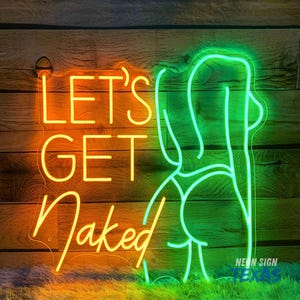 Let&#39;s Get Naked Neon Sign Body Neon Sign Bathroom Decor Custom Neon Sign Get Naked LED Neon Laundry Room Decor Funny Neon Light Home Decor