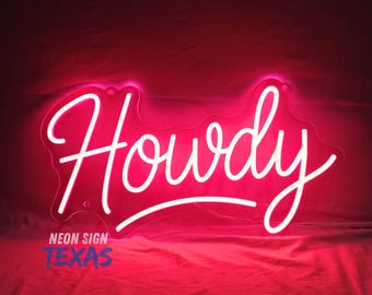 Custom Howdy Girl Room LED Neon Sign, Home Decor Girl, Pink Neon Sign, Gift For Her, Custom LED Light, Howdy Darling Sign, Girly LED Sign